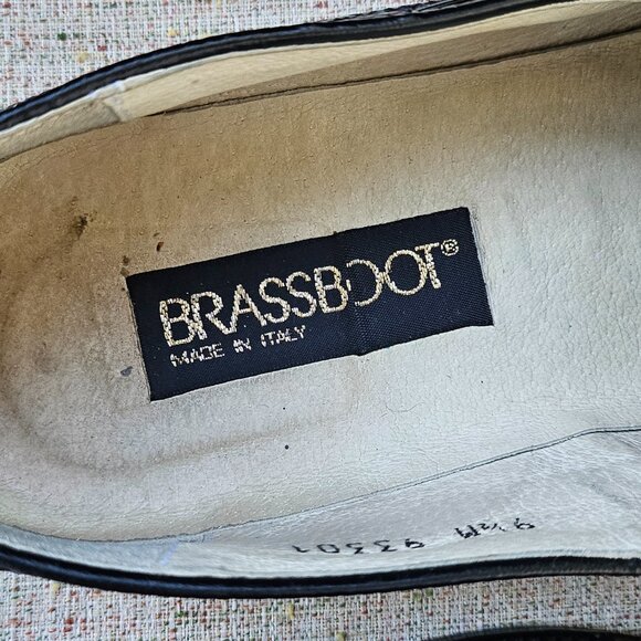 Brassboot Men Shoes Black Leather Loafer Kiltie Slip On Size 9.5M Made Italy